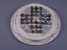 SOLITAIRE BOARD, rare and unusual, impressed print unglazed ceramic with classical nautical themed