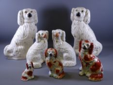 STAFFORDSHIRE COMFORTER DOGS, two pairs and three others