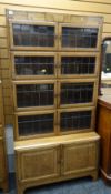 MINTY LTD (OXFORD) ART DECO OAK SECTIONAL BOOKCASE, 89cms wide