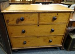 LATE VICTORIAN STAINED PINE CHEST, fitted four drawers, 108 x 52cms