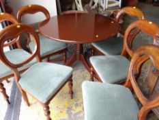 SET OF SIX VICTORIAN BALLOON BACK DINING CHAIRS & A GEORGIAN REPRODUCTION CIRCULAR BREAKFAST TABLE,