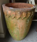 LARGE TERRACOTTA PLANTER with leaf decoration to rim, 49 x 59cms