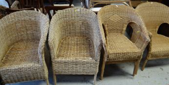 ASSORTED WICKER CONSERVATORY ARMCHAIRS (5)