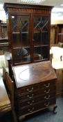 GOOD REPRODUCTION GEORGIAN BUREAU BOOKCASE astragal glazed doors, fitted interior above