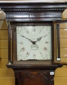 EARLY 19TH CENTURY WELSH OAK 30-HOUR LONGCASE CLOCK, 12-inch enamelled Roman and Arabic dial with