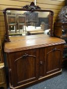 LATE VICTORIAN MAHOGANY MIRROR BACK SIDEBOARD, 136cms wide