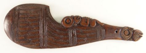 MAORI CARVED 'WAHAIKA' HAND CLUB, 42cms long
