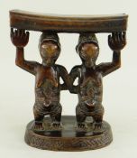 LUBA-HEMBA DOUBLE FIGURAL HEADREST, 16cms high