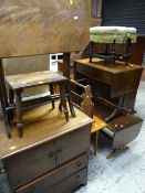 ASSORTED OCCASIONAL FURNITURE including reproduction walnut dwarf sofa table, Indian carved magazine