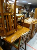 VINTAGE OAK DINING SUITE comprising draw leaf table, four dining chairs and sideboard (6)