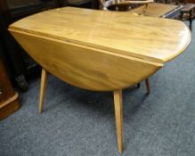 ERCOL PALE ELM DROP FLAP DINING TABLE, 124 x 114cms