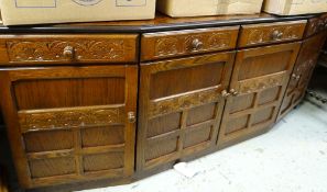 MODERN REPRODUCTION JACOBEAN-STYLE ELM SIDEBOARD, 183cms wide