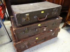 VINTAGE SUITCASES two leather, graduated (3)