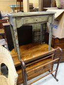 INDIAN HARDWOOD TELEVISION STAND, painting side table and towel rack (3)