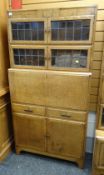 MINTY LTD (OXFORD) ART DECO OAK BUREAU BOOKCASE, 89cms wide