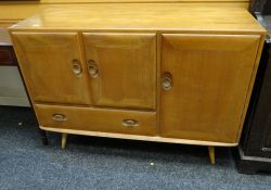 ERCOL PALE ELM SIDEBOARD, fitted cupboards and drawer, 114 x 44 x 82cms