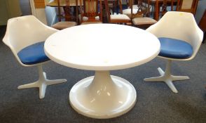 PAIR OF ARKANA (116) TULIP ARMCHAIRS by Maurice Burke, with loose blue cushions, and a similar