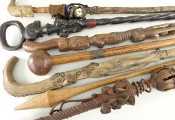 SOUTH AFRICAN PRESTIGE STAFFS OR CANES & TWO CLUBS (7)