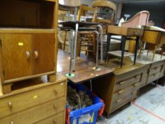 ASSORTED VINTAGE FURNITURE comprising two Herbert E Gibbs oak bedroom chests, Uniflex teak