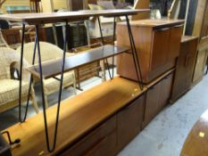 ASSORTED MID-CENTURY TEAK & OTHER OCCASIONAL FURNITURE including three similar low cabinets, iron