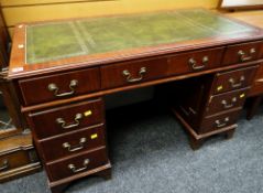 GEORGIAN-STYLE MAHOGANY PEDESTAL DESK, 20th Century, leather inset top, 120cms wide