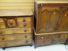 LATE VICTORIAN OAK & MAHOGANY CHEST fitted seven drawers and a hat drawer, one 17cms wide and an