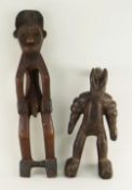 MBOLE 'HANGMAN' FIGURE, 52cms high and Keaka horned figure, 35cms high (2)