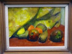 MID 20th CENTURY OIL ON CANVAS - still life, fruit, 23.5 x 33.5cms