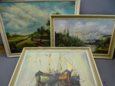 THREE MID CENTURY OILS ON BOARD, various subjects and measurements