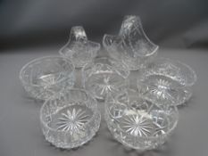 CUT GLASS FRUIT BOWLS & BASKETS, a mixed selection