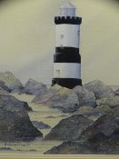 ANTHONY RICHARDS watercolour - titled 'Penmon Lighthouse', 40 x 29.5cms