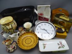 CLOCKS & COLLECTABLES, mixed quantity, including two vintage and two modern kitchen wall clocks,