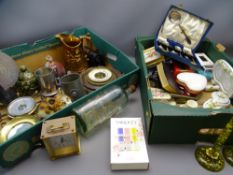 MIXED COLLECTABLES in two boxes to include perfumery, boxed handkerchiefs, mixed dressing table