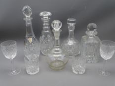 GLASSWARE - five decanters ETC