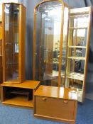 STYLISH MODERN TEAK FURNITURE, four items, including a tall glazed cocktail/display cabinet,