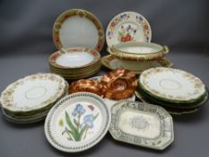 STAFFORDSHIRE DINNERWARE in classically patterned red and gilt and a quantity of other china and