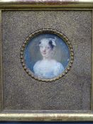 JOSEPH MARIE BOUTON PORTRAIT MINIATURE on ivory slip, signed, 6cms diameter (A/F)