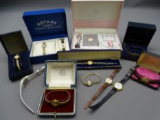 LADY'S WRISTWATCHES, a selection, including two nine carat gold cased watches marked Excalibur and