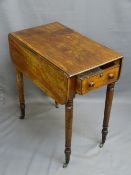 VICTORIAN MAHOGANY PEMBROKE TABLE, twin-flap with single end drawer and blind dummy drawer, both