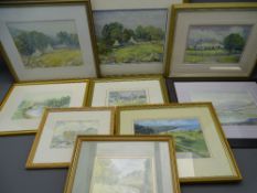IRIS O ROBERTS group of framed paintings - North and Mid Wales Studies, mixed media, nine in
