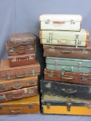 VINTAGE LUGGAGE - a good mixed quantity of steamer trunks and suitcases, one having Cunard sticker