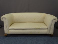 VINTAGE TWO SEATER SETTEE in modern upholstery with foldover arms, 64cms H, 172cms W, 58cms seat D