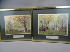 HELEN BRADLEY - PAIR OF COLOURED PRINTS - 1. 'It Was Our Last Afternoon at Blackpool .......' 2. 'On