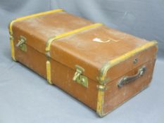 VINTAGE WOODEN BANDED TRAVEL TRUNK, 31 x 82cms, 46cms D