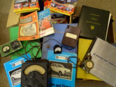 LOT WITHDRAWN-VEHICLE WORKSHOP MANUALS, booklets, magazines along with two Bakelite cased and oth