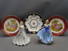 CHINA LADY FIGURINES & CABINET PLATES to include Royal Doulton 'Melissa' HN3977, Coalport 'Silver