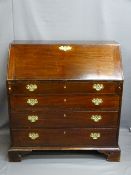 GEORGIAN MAHOGANY FALL-FRONT BUREAU, having an interior arrangement of pigeon holes and drawers with