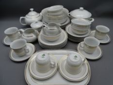 GILT LINE WHITE PORCELAIN TABLEWARE - a quantity marked 'JLMENAU - made in German Democratic