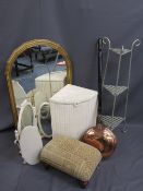 MIXED VINTAGE FURNITURE & HOUSEHOLD ITEMS PARCEL to include a gilt framed sectional mirror with