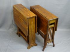 TWO TWIN-FLAP TABLES including an Edwardian mahogany Sutherland with brown pot castors and a later